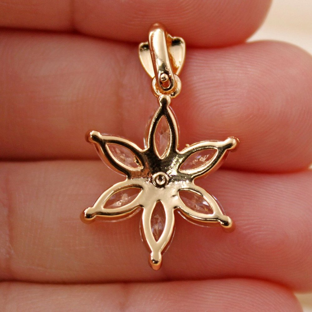 18K Yellow Gold Filled Star Flower Marquise Diamond Zircon Pendant 3.0ctw Gift - Picture 5 of 5
